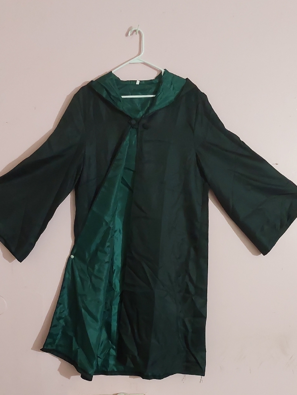 Harry Potter Dark Green Satin Hooded Coat Five Piece Costume/ Cosplay Set